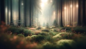 A more subtle and blurred forest landscape for a smartphone wallpaper. The image should be even gentler and softer in color, creating a dreamy, ethereal feel. The forest elements, like trees and foliage, should be lightly defined, providing a sense of a natural setting without sharp details. This approach ensures that the wallpaper remains unobtrusive for smartphone icons and text. The overall impression should be calming, with a hint of forest beauty, perfect for a background that blends seamlessly into a smartphone screen.