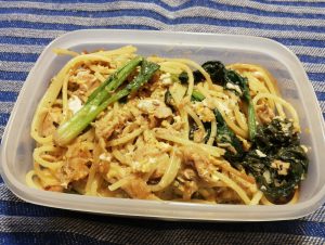 ツナ缶とほうれん草のスパゲティ弁当