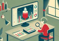 A minimalist flat-style illustration of a child sitting in front of a computer screen displaying a Christmas-themed candle with a flickering flame. The child is holding a magnifying glass, observing the flame closely. On the desk, there is a measuring device with moving red, green, and blue bar graphs. The child appears to be printing measurement results onto paper. The setting is cozy, with soft, muted color tones, emphasizing a calm and focused technological atmosphere. Illustrated by ChatGPT and DALL-E.